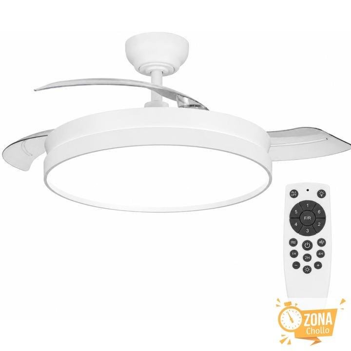 Ostarkdom Ventilador de Techo con Luz LED Retráctil 106cm, Control