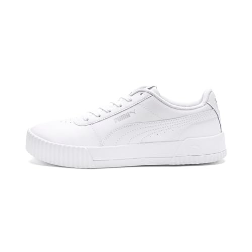 PUMA Women Carina L Sneakers, Puma White Puma White Puma Silver, 38 EU