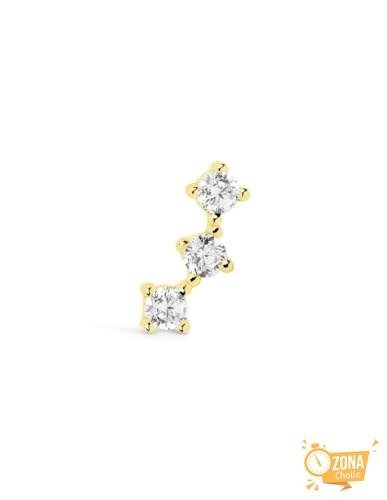 SINGULARU Pendiente Suelto Triple Spark. Plata de Ley 925 con Acabado