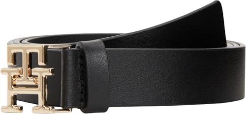 Tommy Hilfiger Cinturón Mujer Logo 2,5 cm de piel, Negro (Black), 75