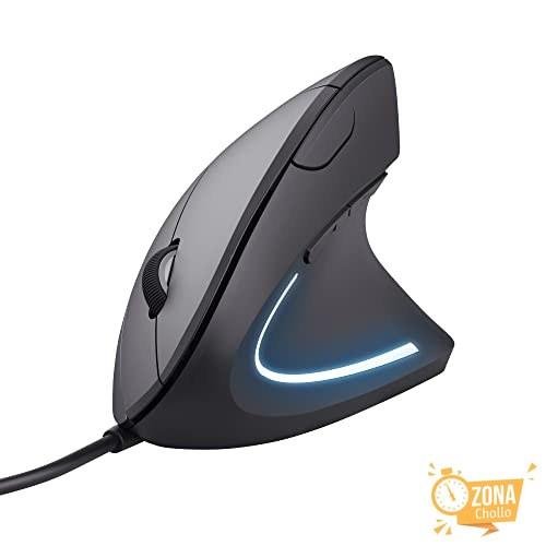 Trust Verto Ratón Vertical Ergonómico con Cable USB, Negro