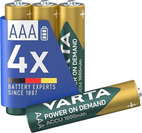 VARTA Pilas AAA, recargables, paquete de 4, Recharge Accu Power