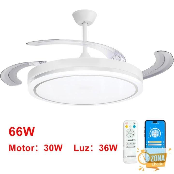 Ventilador Retráctil con Iluminación LED 3CCT 30W Motor DC, 36W Luz